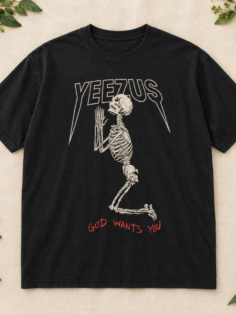 Praying Skeleton Graphic Tee Black Gothic Religious Quote Unisex Shirt